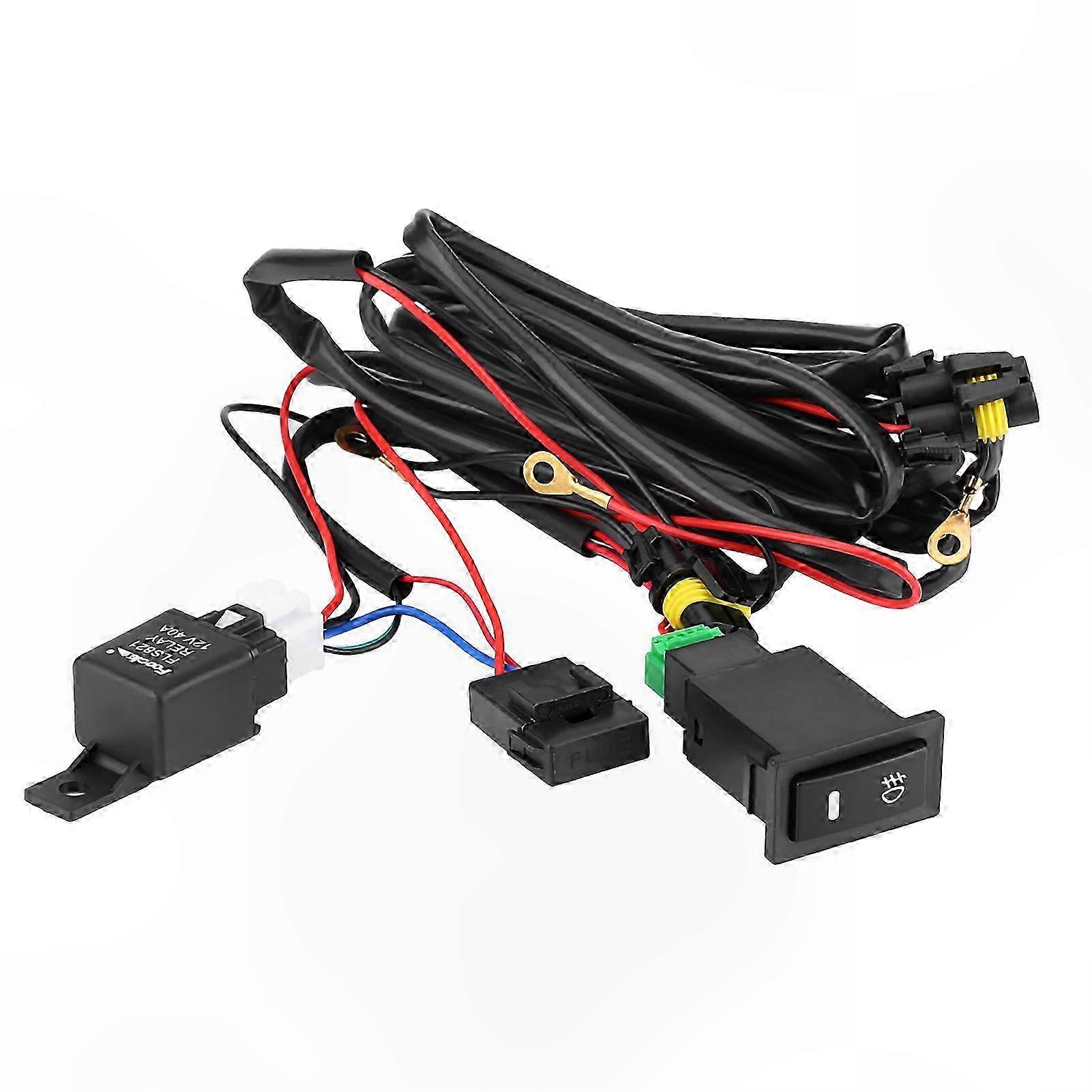Universal 12V LED Fog Light Wiring Kit with Switch, Fuse, and Relay