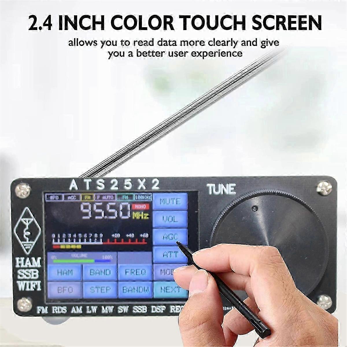 Radio Receiver with Full-Band Functionality, 2.4-Inch Touchscreen, WiFi, FM/LW/MW/SSB Shortwave Compatibility