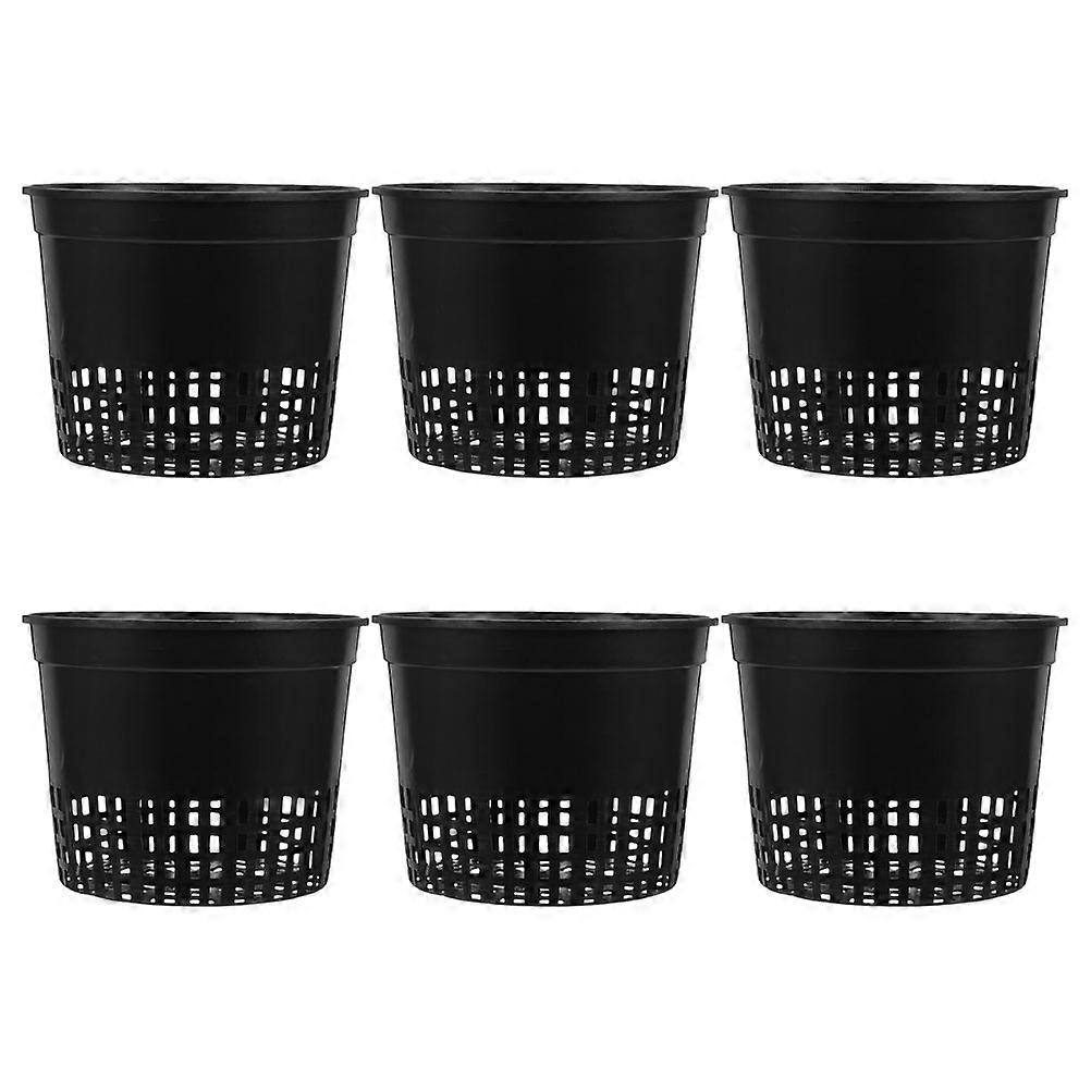 Hydroponic Baskets Plastic Mesh Planters for Nursery Use 6Pcs Black