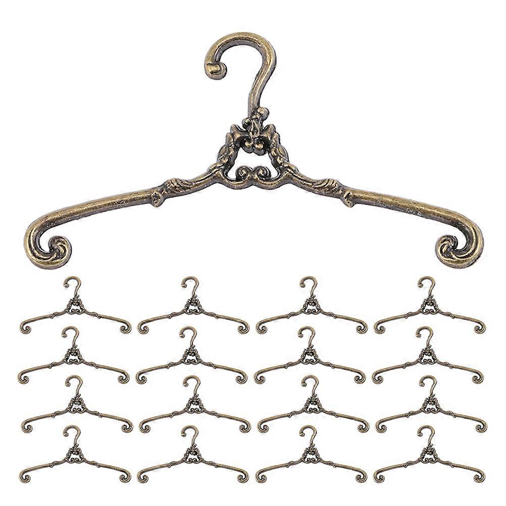 Dollhouse Mini Hangers Mini Doll Clothes Hanger Storage Organization Golden Rectangular 30Pcs
