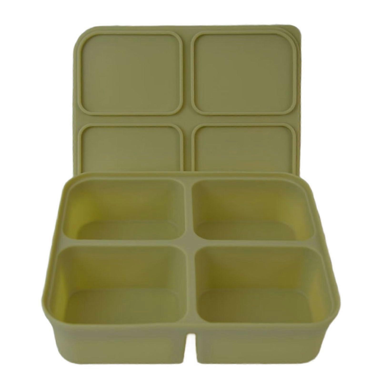 Ice Tray Silicone With Lid For Easy Demold And Odor Prevention, 4Cavity, Space Saving Avocado Green
