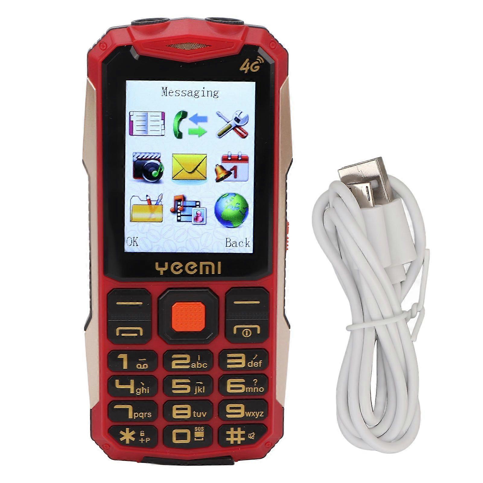 2.8in HD Screen Seniors Cellphone 2G Dual SIM Dual Standby 4800mAh Loudspeakers Elderly Mobile Phone with Voice Broadcast Red