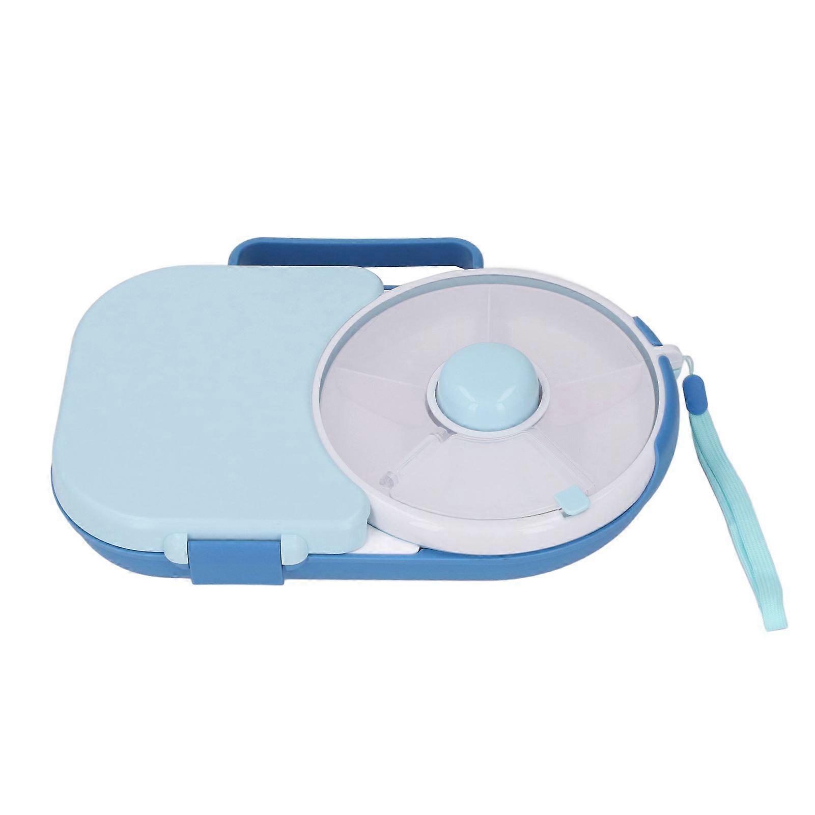 Snack Rotating Container Portable Rotating Snack Box Kids Lunchbox with Snack Flip for Home School Office Blue
