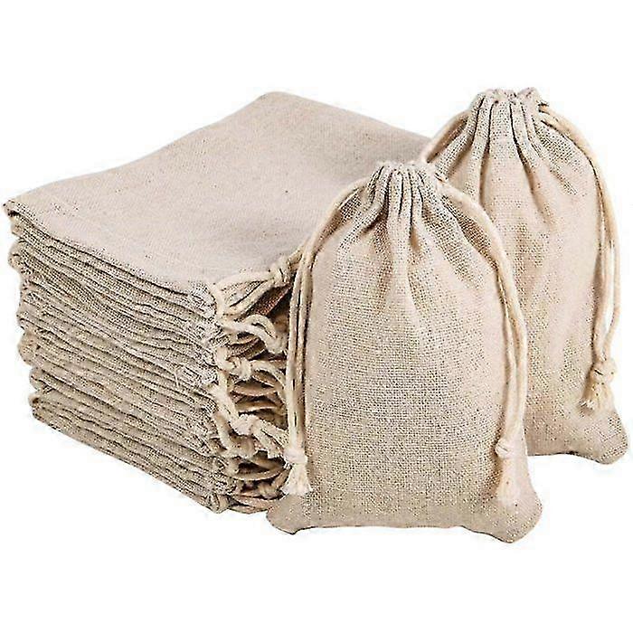 50 PCS Cotton Filter Bag 1012 cm Reusable Fabric Pouch Burlap Bag Twitching Rope Design for Brewing--