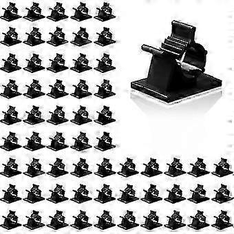 60 Pcs Black Adhesive Cable Clips, Adjustable Size Nylon Cable Wire Management