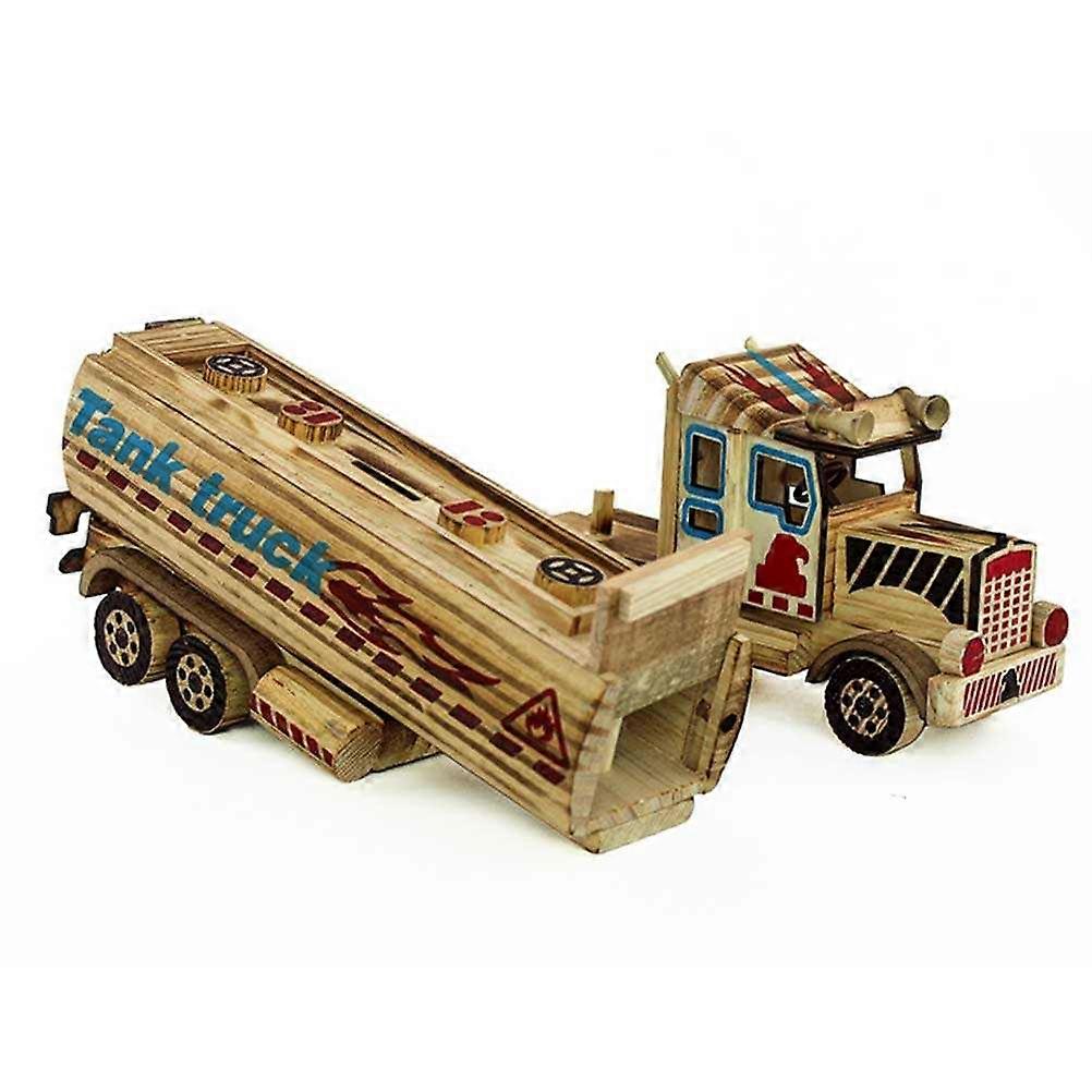 Storage Wooden Craft Oil Tank Truck Model Saving Box for Home Or Office Decor 1Pcs