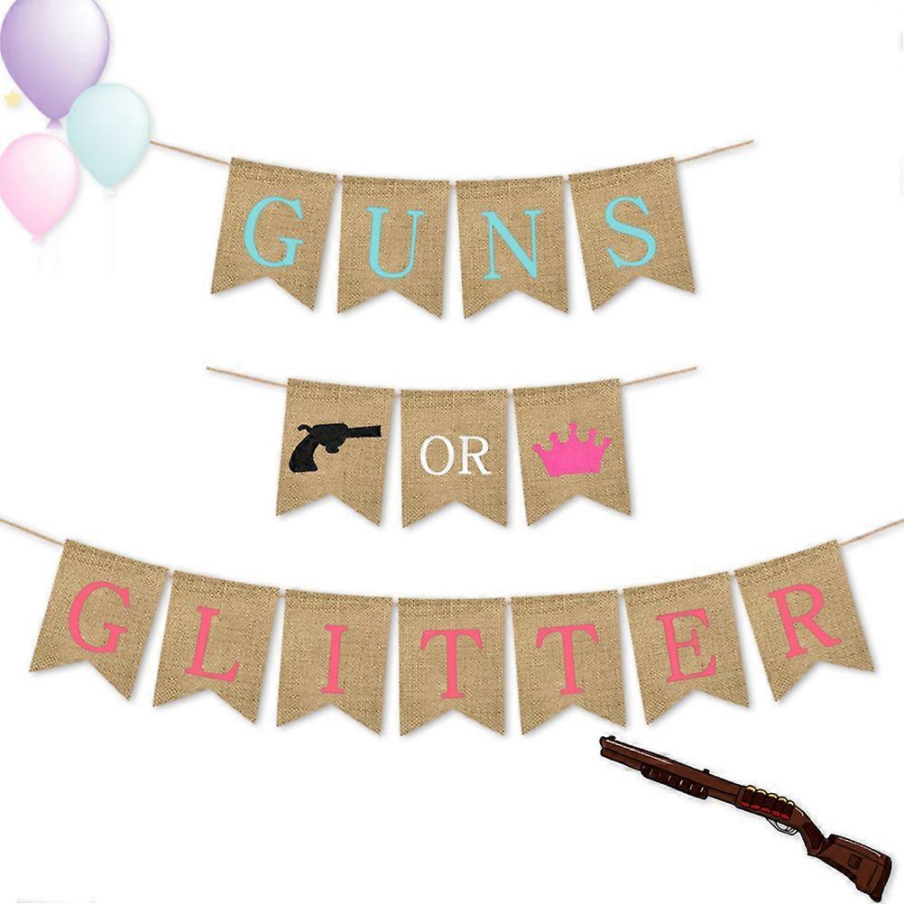 Διακοσμητικό έμβλημα λινάτσας αγοριών ή κοριτσιών για τις προμήθειες συμβαλλόμενου μέρους ιδανικό για τον εορτασμό αποκάλυψης φύλου 17 X 13 X 0,1 εκ. 1 σύνολο