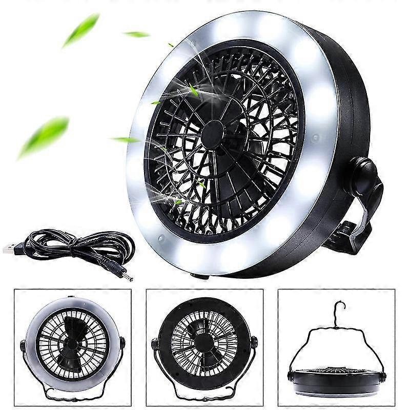 Portable 2 in 1 Camping LED Light With Fan Tent Lamp Caravan Hanging Lantern