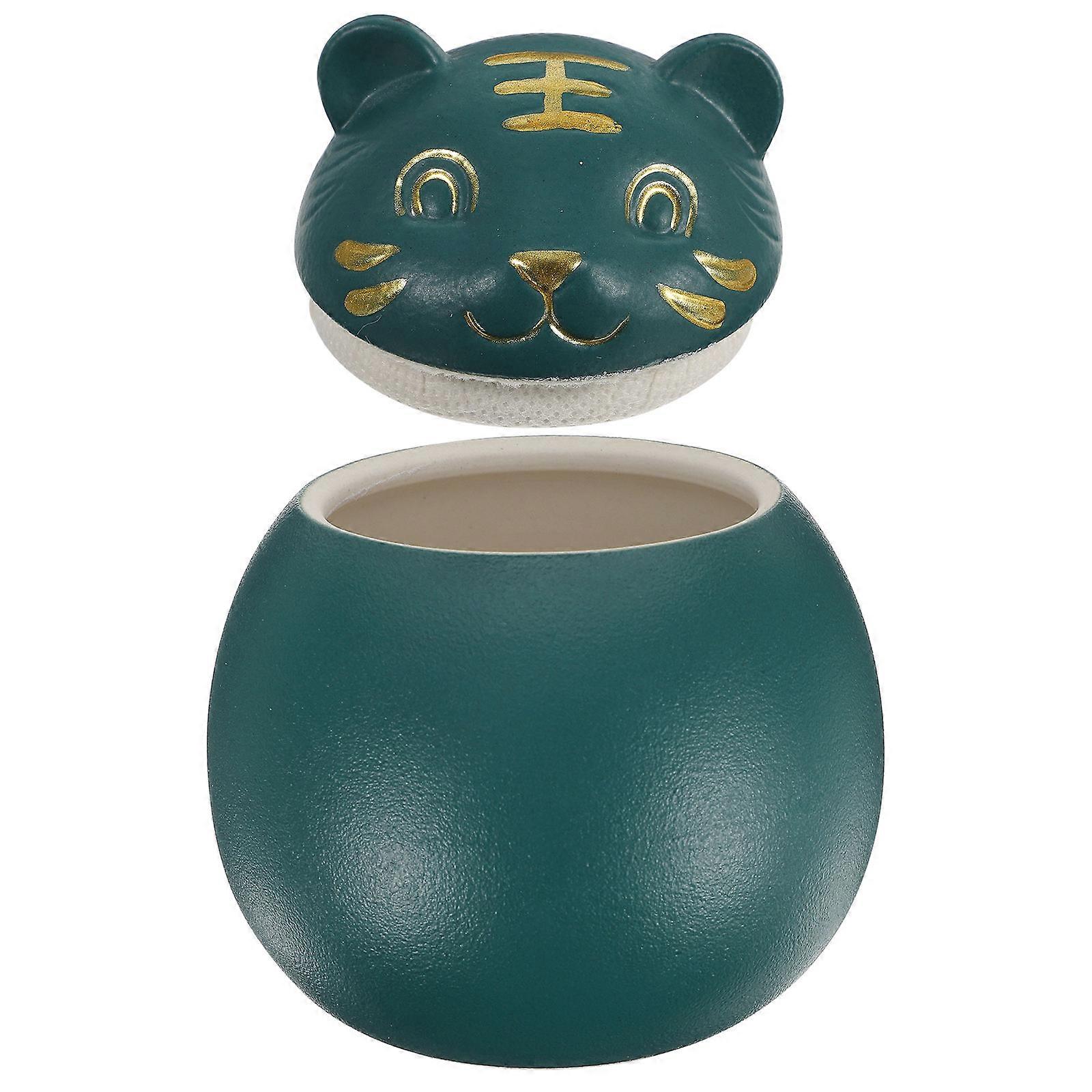 Green Ceramic Tea Holder for Storage Use Multi-Use Tea Jar