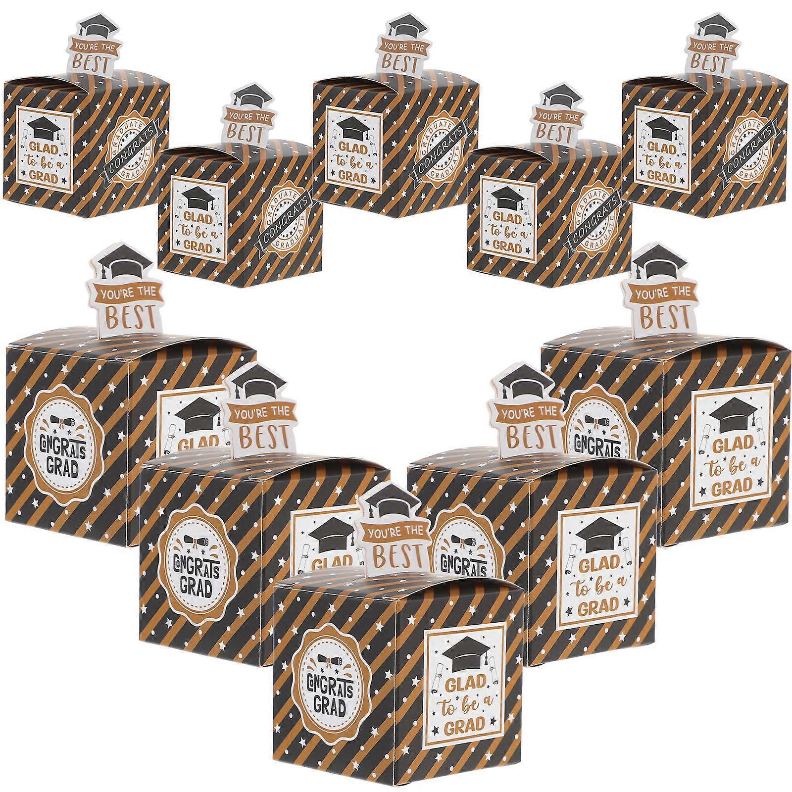 Graduation Favor Boxes for Candy Storage Made of Paper Multi Color 10pcs 2.8x2.8x2.8 Inches