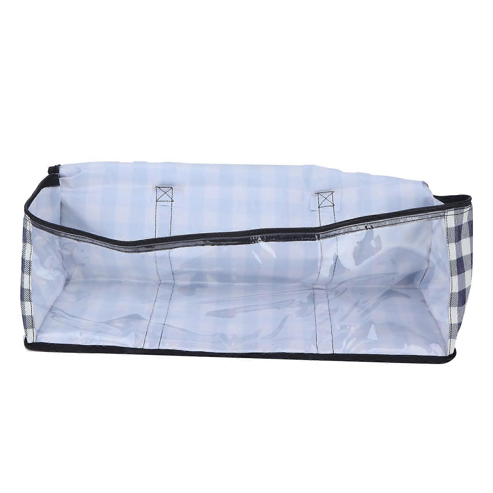 Large Capacity Transparent Storage Bag 53.5x20x16.5cm Blue Grid PVC