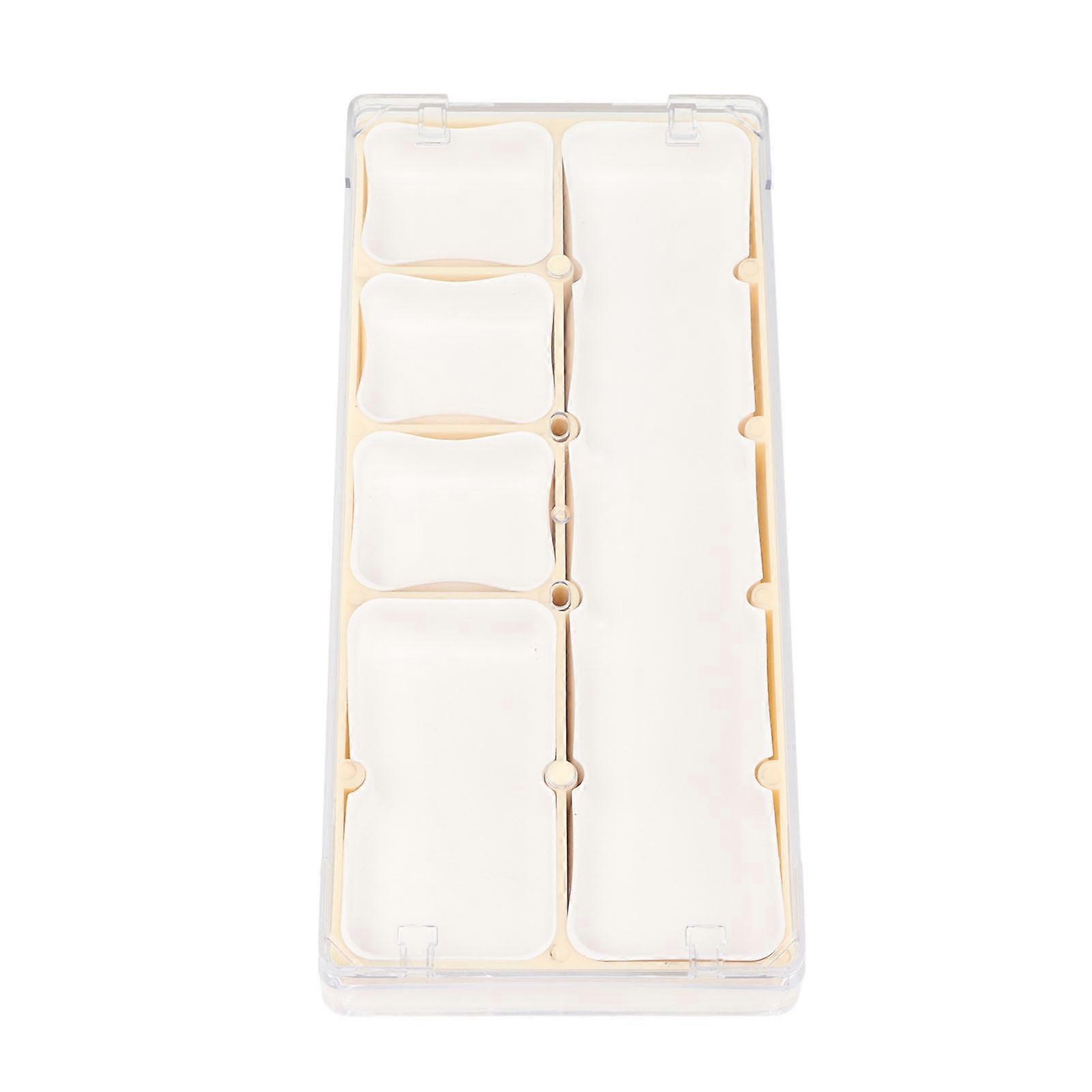6 Grids Stackable Watch Parts Organizer Box with Sponge Pad Beige