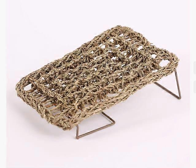 Bearded Dragon Hammock Woven Reptile Hammock Bed Basking Platform Natural Grass Mat Lounger for Resting Basking and Tank Accessories