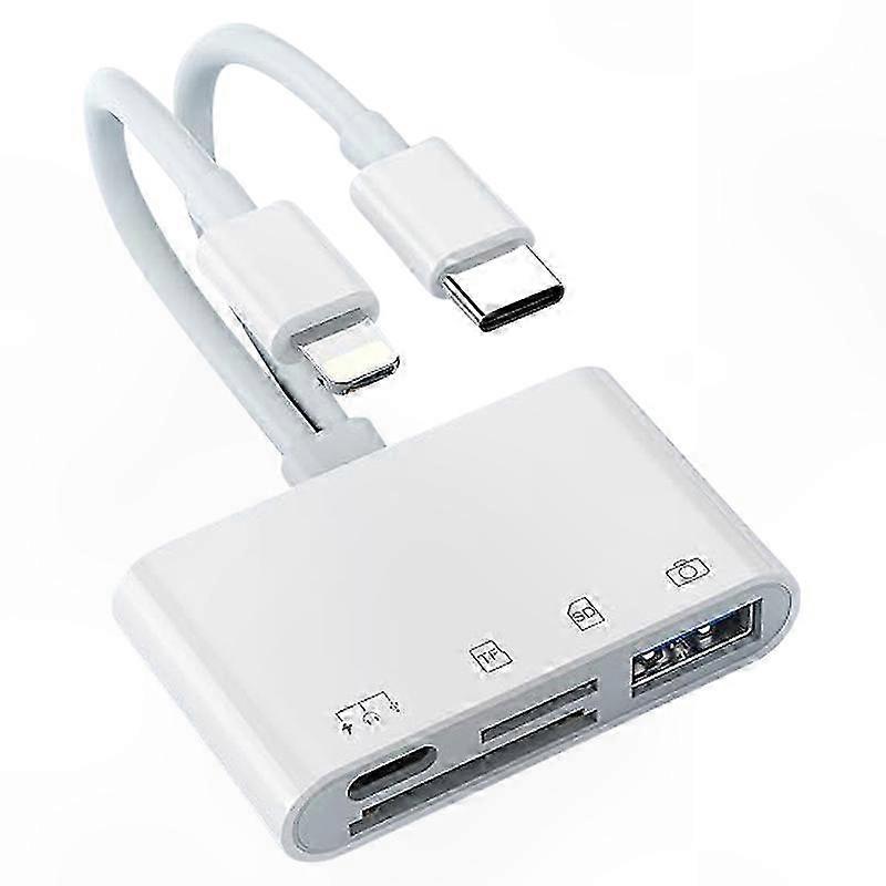 4-in-1 USB-C Card Reader Adapter for SD TF Memory Cards and Camera Data Transfer Support OTG Function