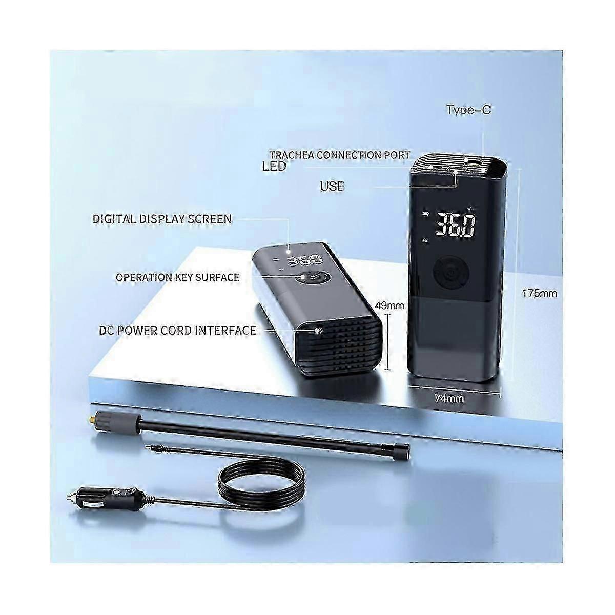 Auto-Luftpumpe Tragbare Mini-Selbstfahrende Elektroreifenpumpe Luftpumpe Handheld-Doppelfahrradreifen ca