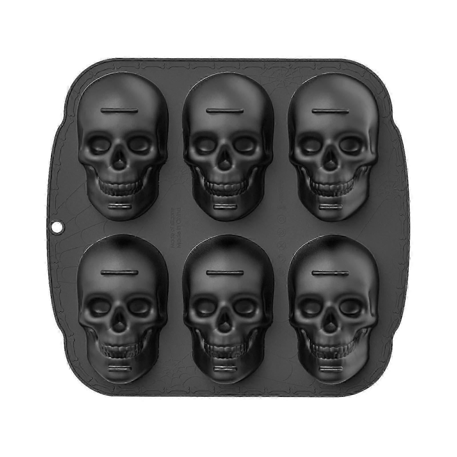 Halloween Skull Cake Mold 6 Piece Set Silicone High Temperature Resistant Reusable Easy Release