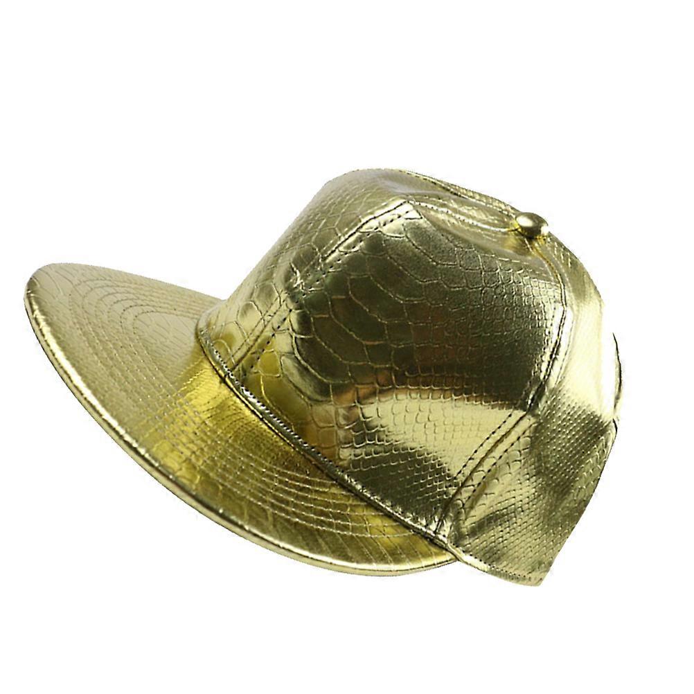 Snake Pattern Baseball Hat for Wearing 1 Piece Golden PU Baseball Cap Adjustable