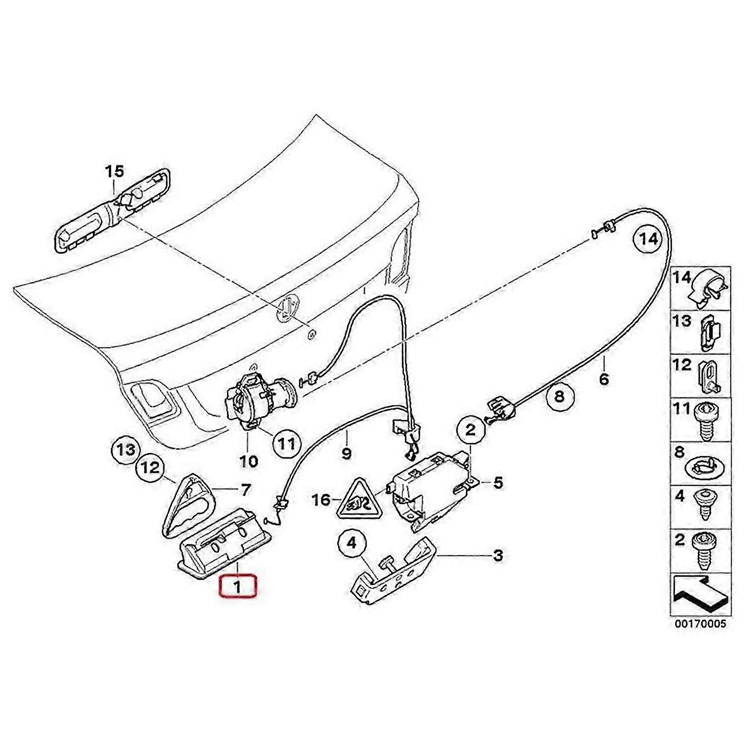 Trunk Lid Lock Handle Switch for- E60 E90 E91 E92 E92 E93