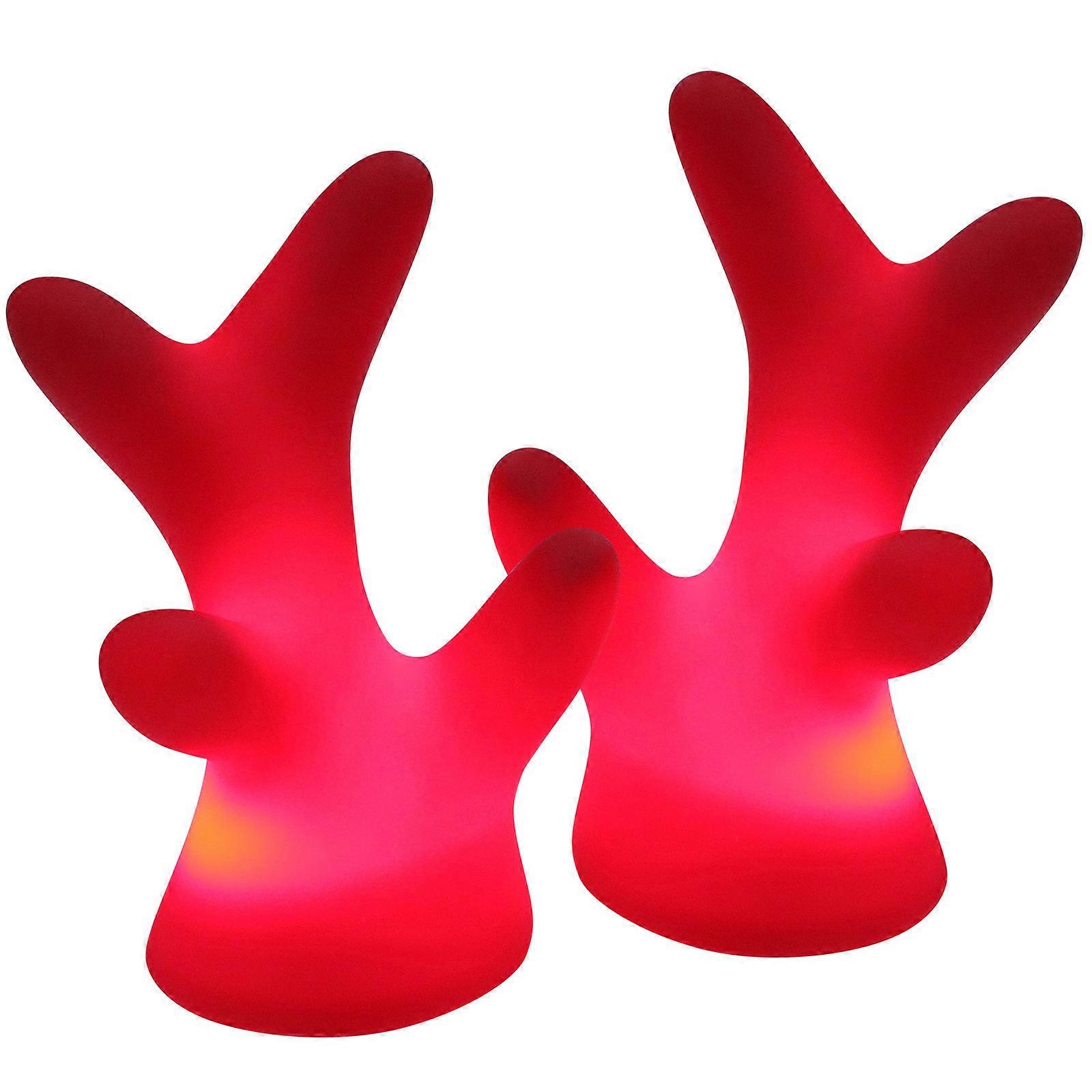 Decorative Deer Horns Accessory Riding Red Silicone Light Emitting 2Pcs