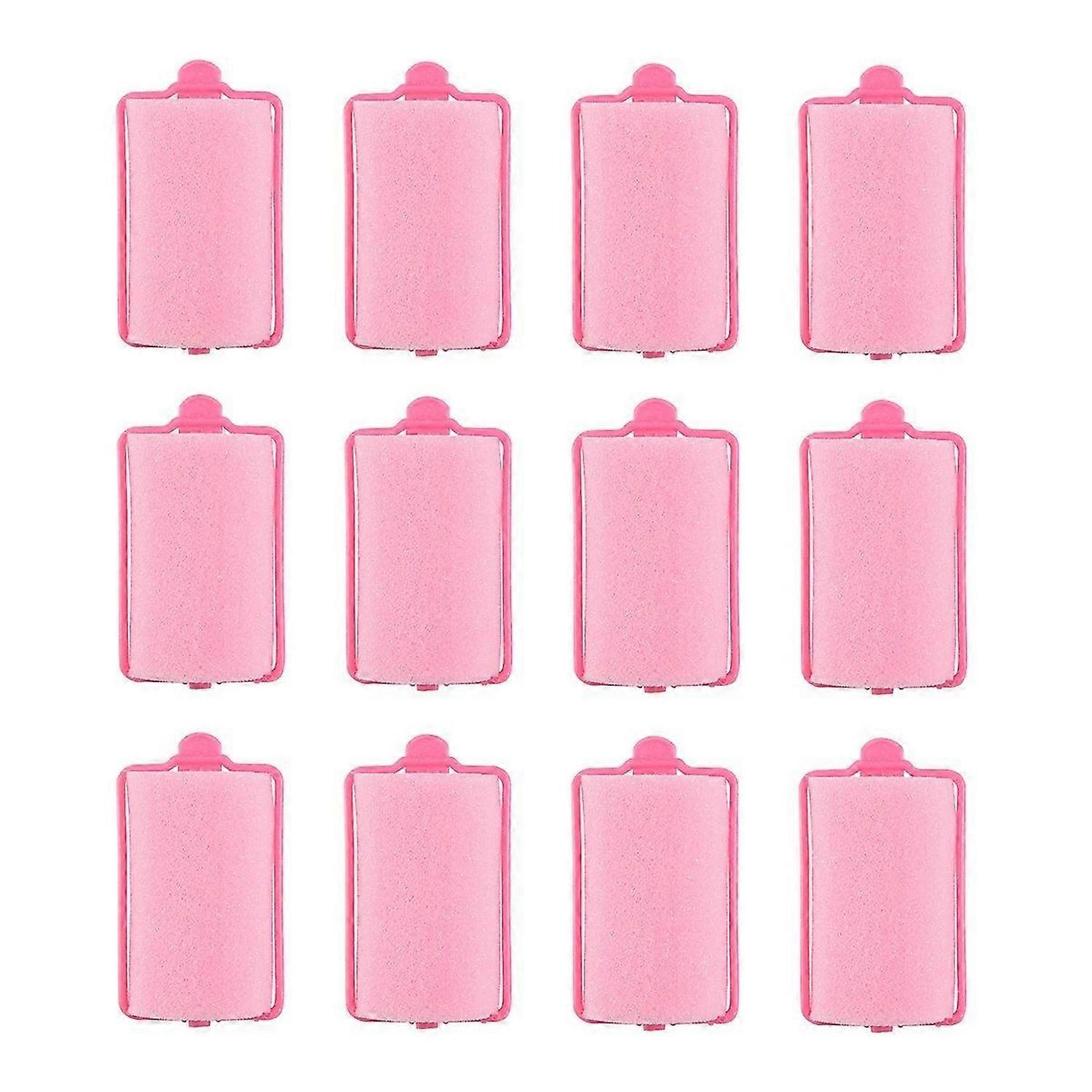 12 stuks donkerroze Hair Styling Soft Foam Sponge Rollers Krulspelden Kappers Tool