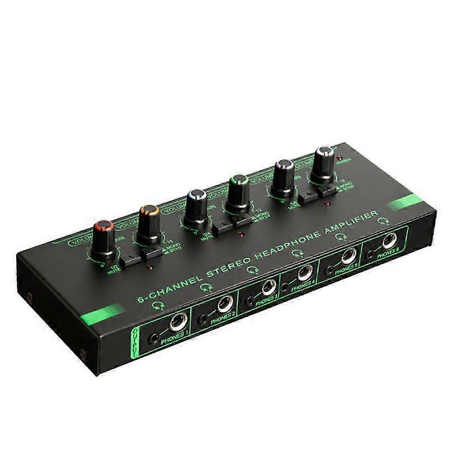 6 Channels Stereo Headphone Amplifier Audio Interface Low Noise Sound Mixer Recording Studio Monitor