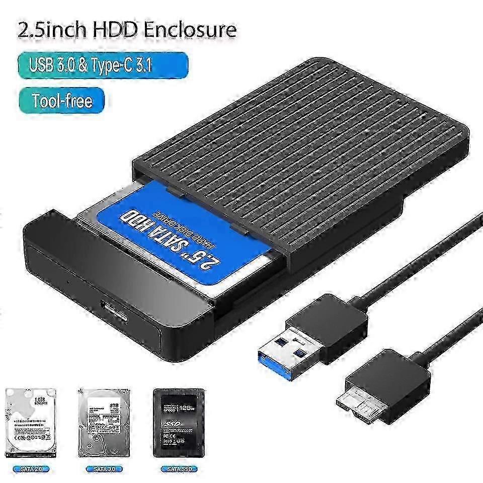 2.5” Inch SSD Case SATA To USB 3.1 Mobile Hard Drive Enclosure For Disk HDD Type USB-C Enclosure Support SSD HDD Capacity Max To 6TB