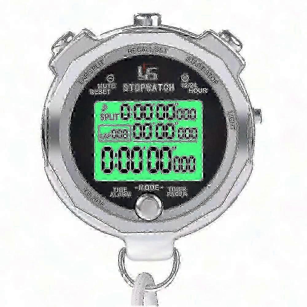 Digital Metal Stopwatch with Backlit Display & Multi-Lap Memory - 1751