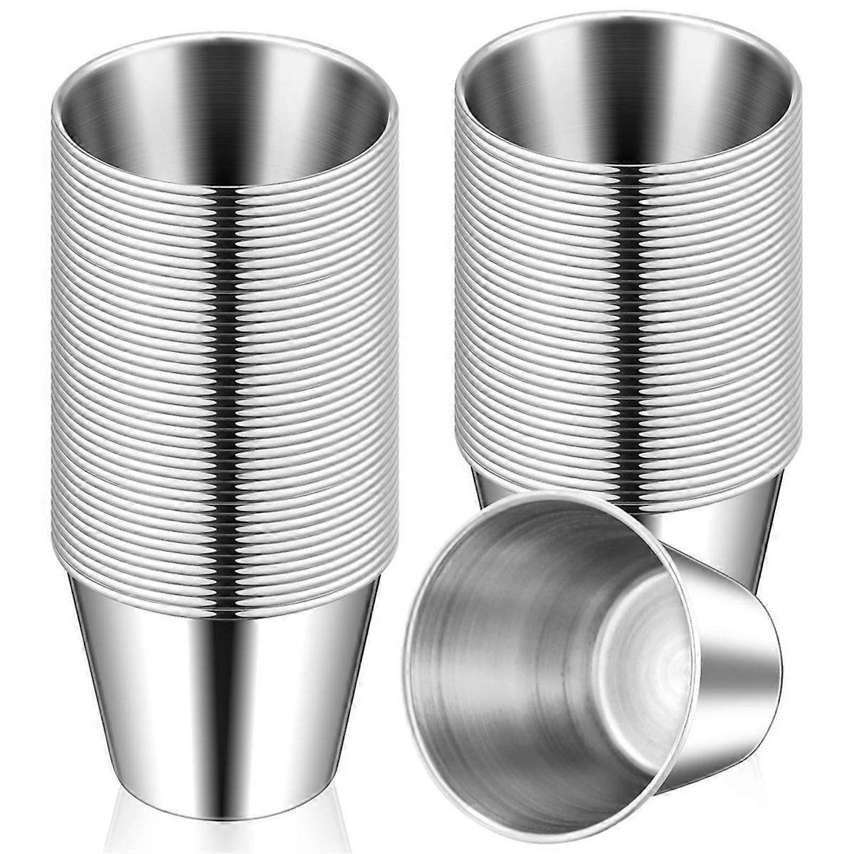 24Pcs 1.5oz Metal Ramekins Stainless Steel Dipping Sauce Cups Reusable Sauce Container Round Dipping Bowls Condiment Cup