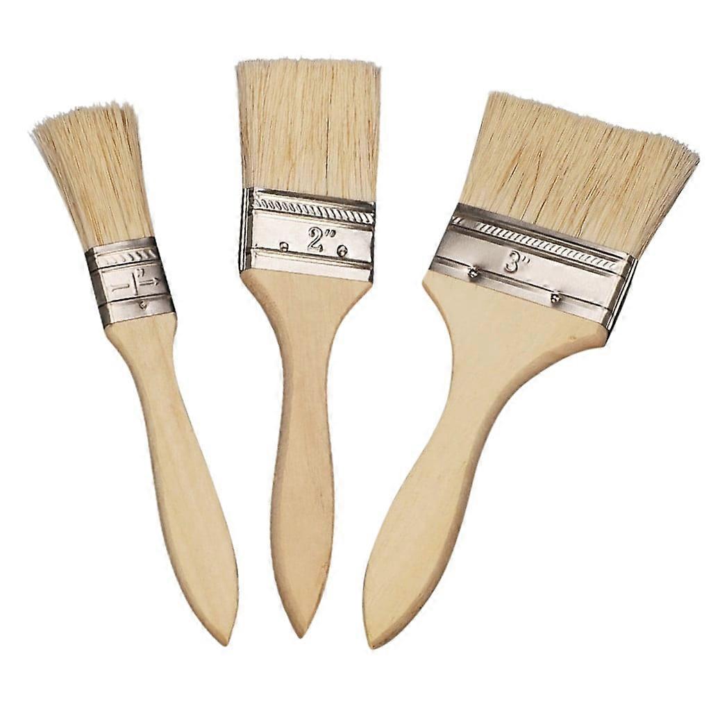 3PC 1/2/3 Inch Chip Paint Brush Set,Wood Stain Brushes for Painting Walls and Fence Staining, Wooden Handle Masonry Paintbrush for Varnish, Paste
