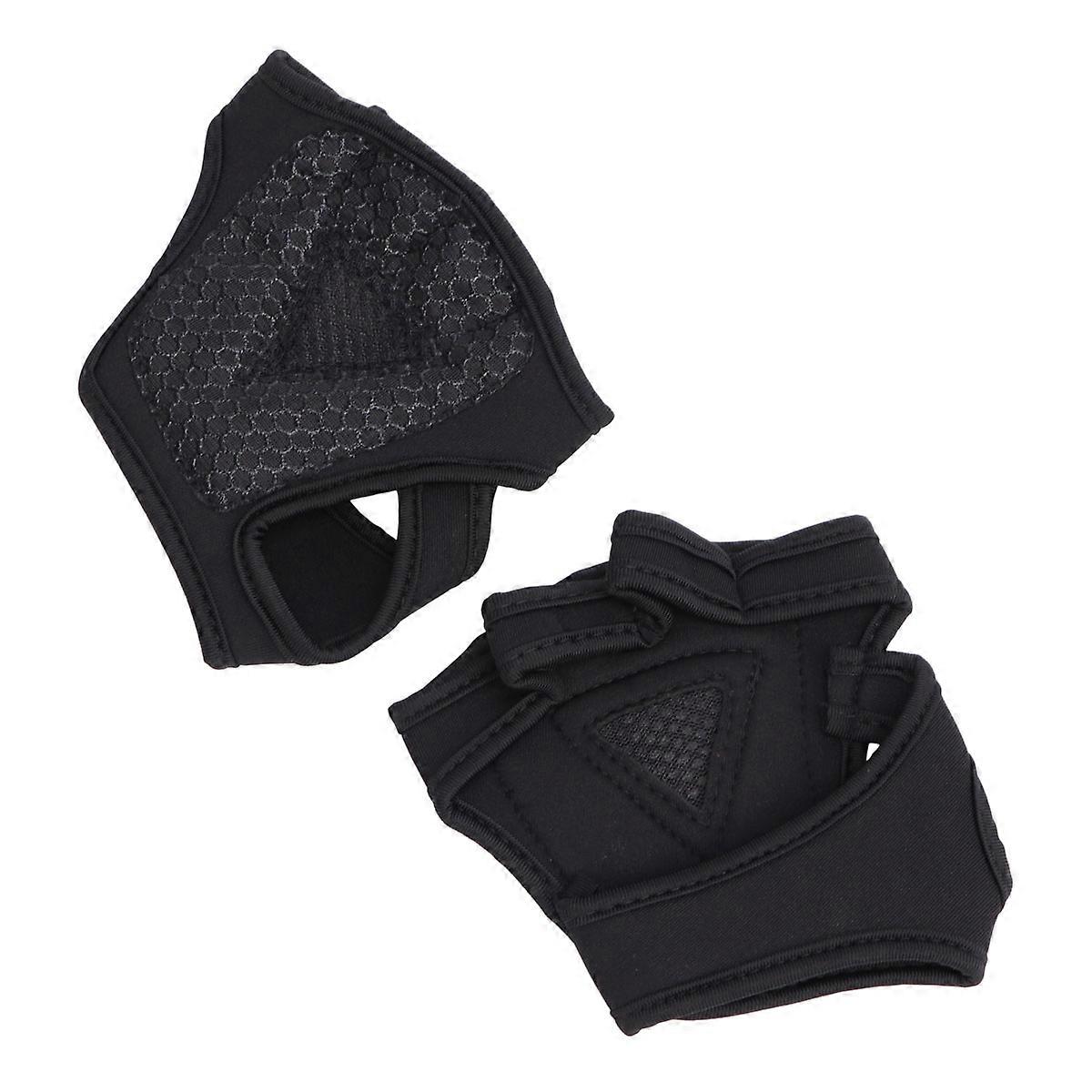 Gym Gloves Non-Slip Fingerless Gloves Padded with Wrist Strap