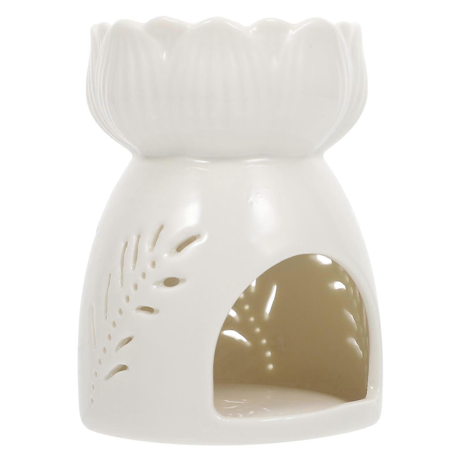 2Pcs Ceramic Aroma Burner for Tealight Essential Oil Diffuser White