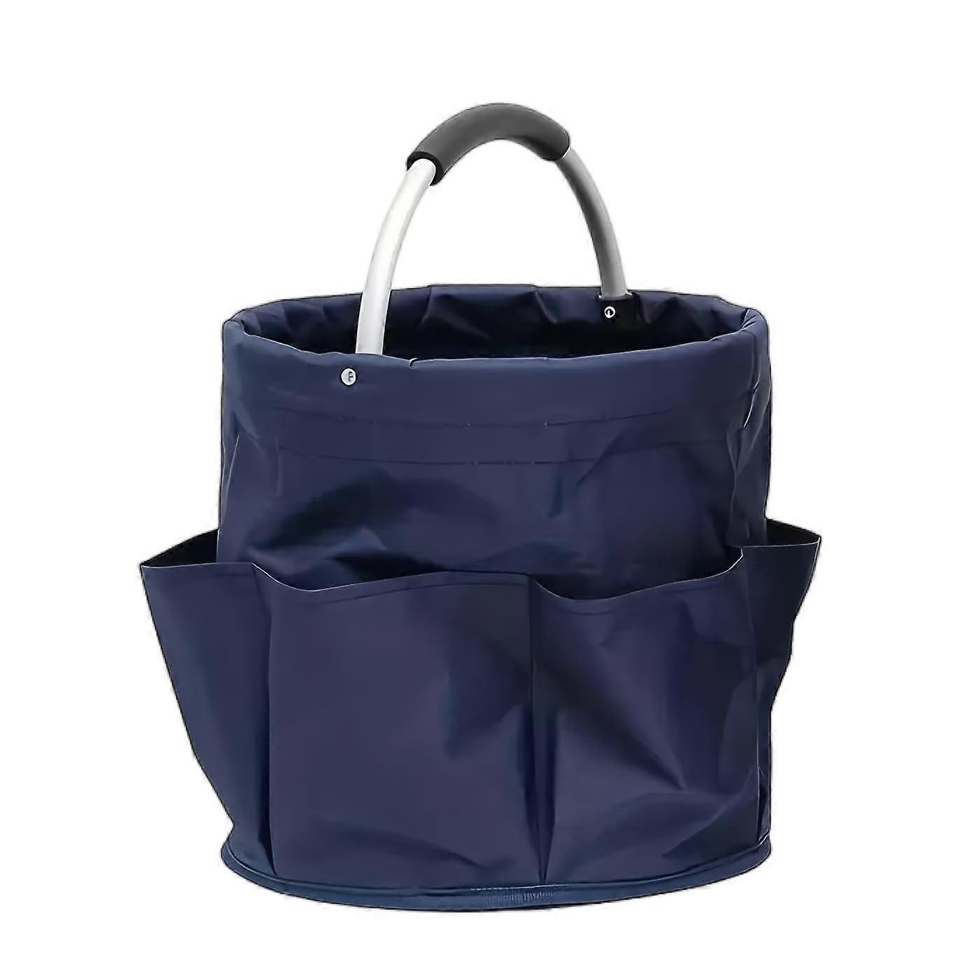 Cleaning Caddy with Handle, 17L Foldable Garden Tool Storage Bag, Portable Multi-Purpose Organizer in Navy Blue