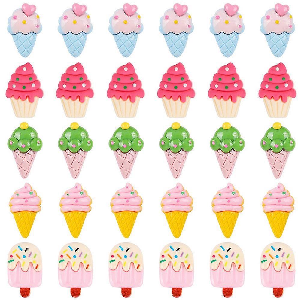 Assorted Color Ice Cream Shape Thumbtacks For Fixing Documents And Marking Objects In Office Decoration - 120 Pcs