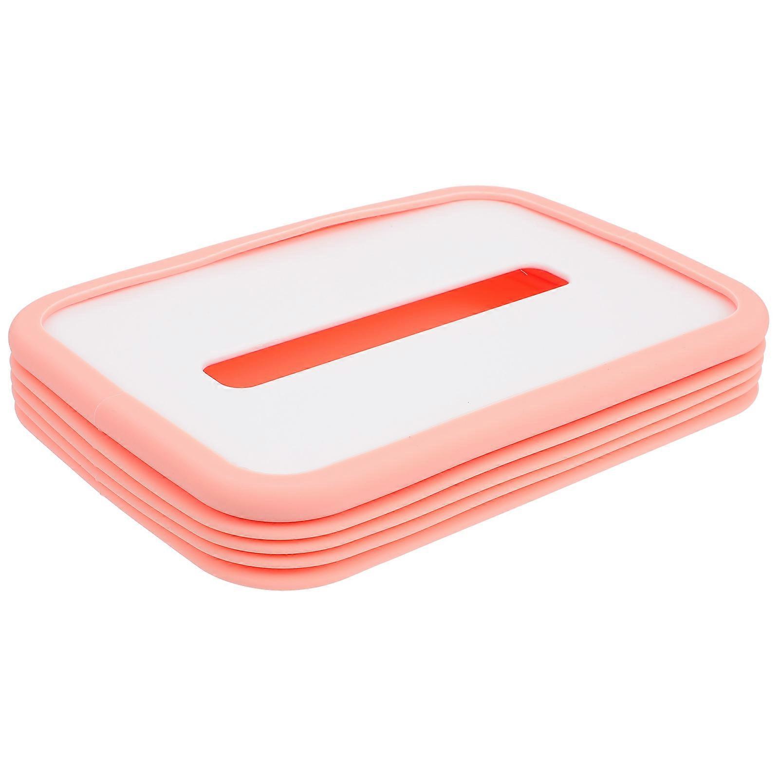 Silicone Tissue Box Pink Foldable Tissue Box for Home 5Pcs Holder