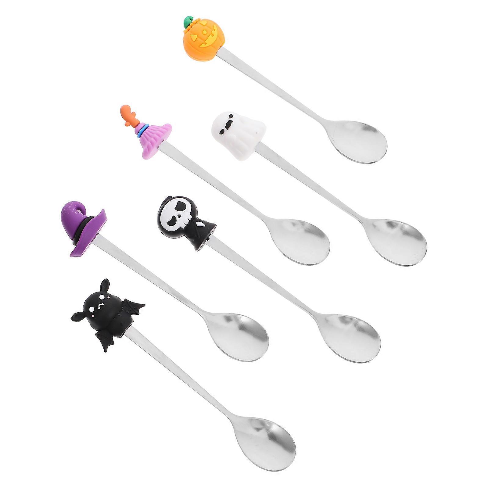 Halloween Elements Spoon Set 6Pcs Silver Stainless Steel Dinner Spoon for Kitchen Use