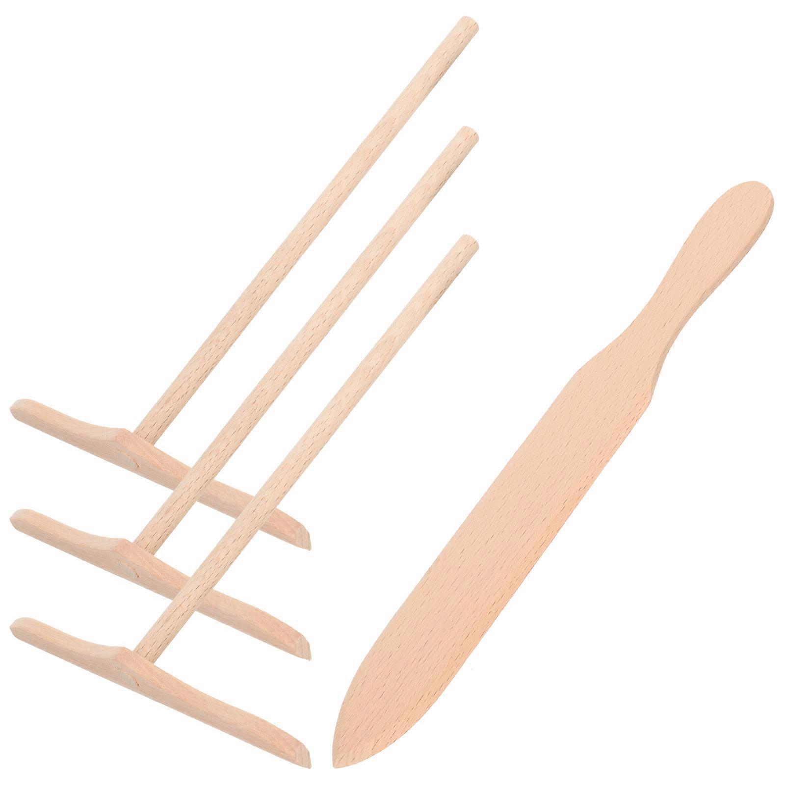 Household Crepe Spreader Wooden Pancake Making Kit with Spatula 1Set