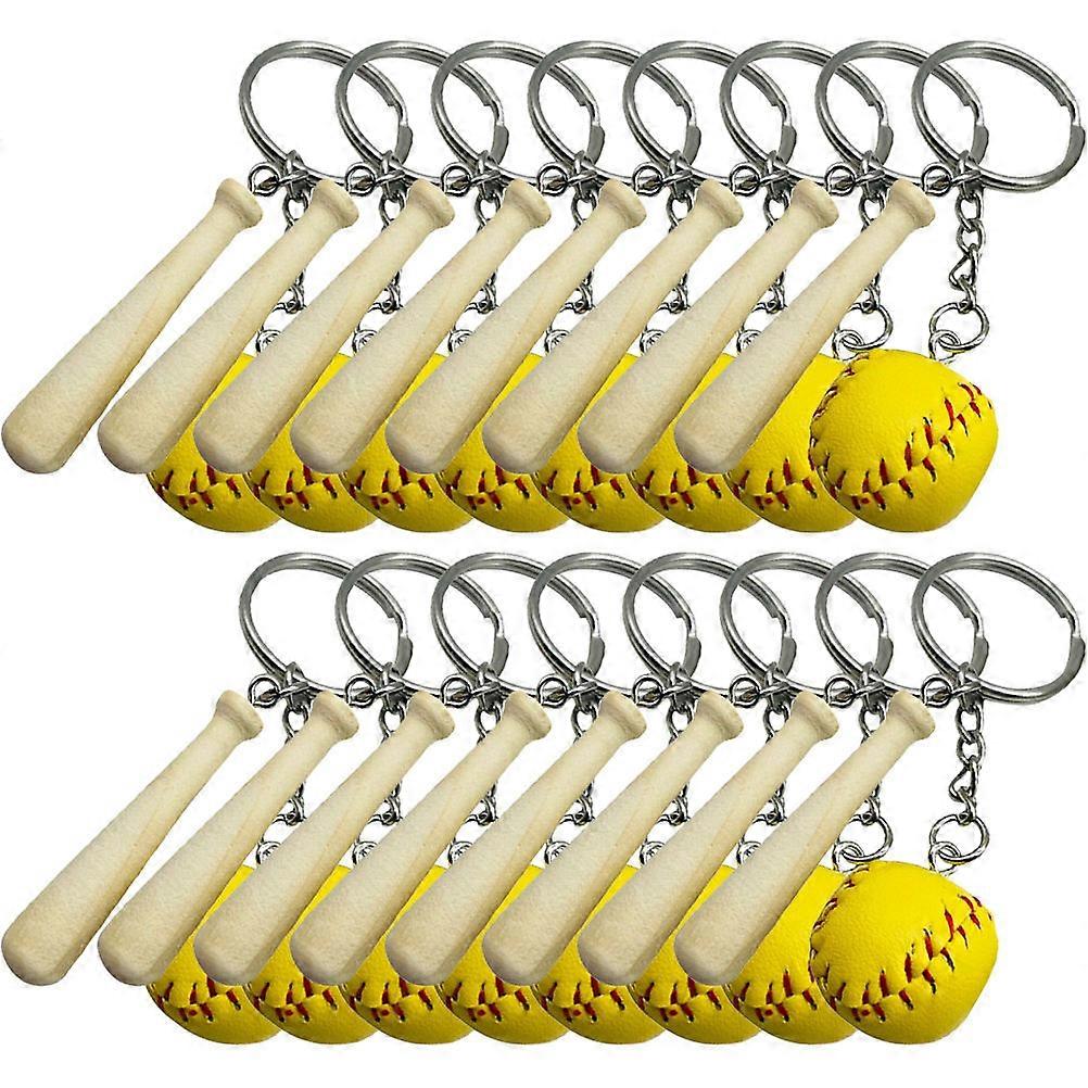 Bag Hanging Decoration Baseball Keychains for Decor Use 32Pcs Yellow