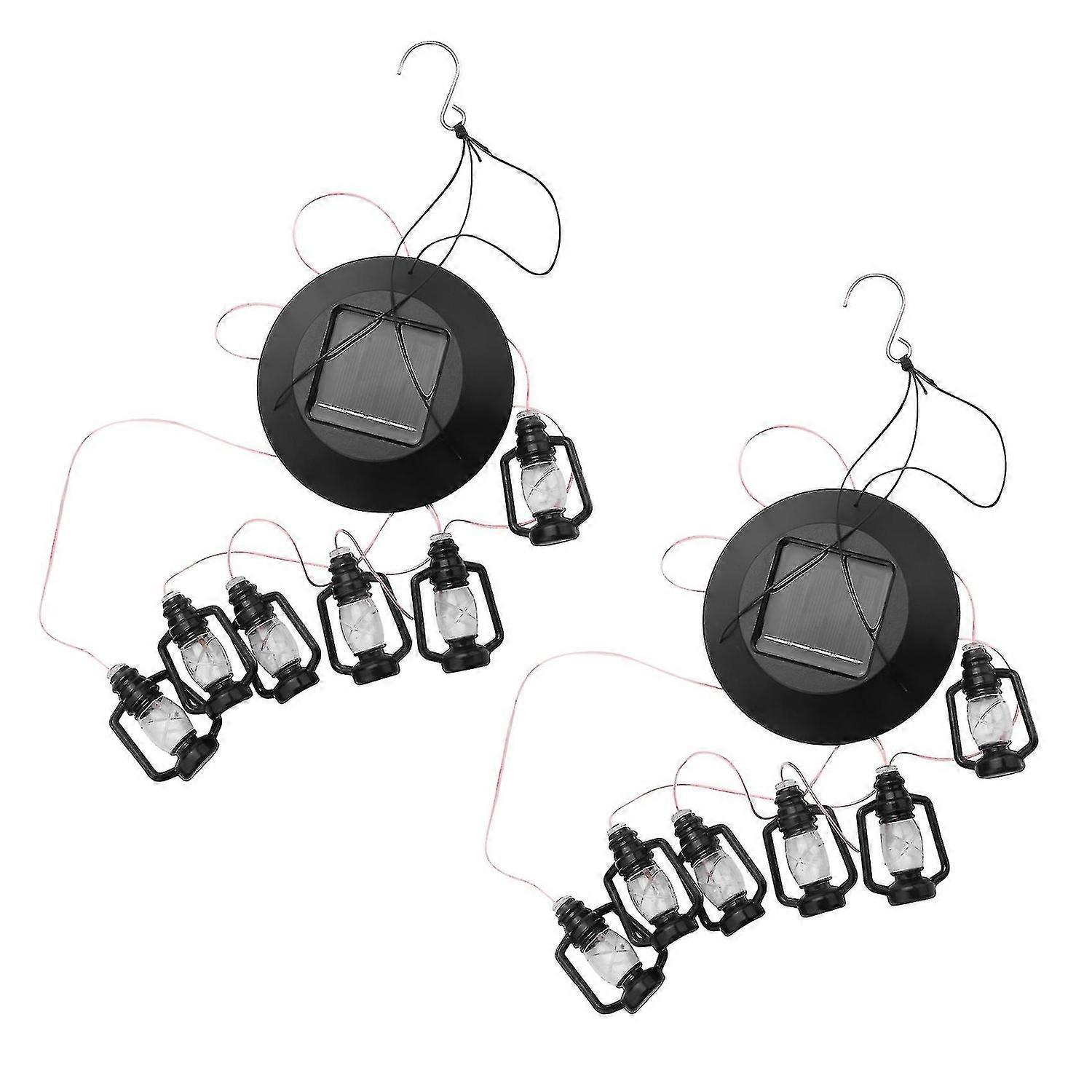 2x Changing Solar Powered Lanterns Wind Chime Wind Mobile Led Light, Spiral Spinner Windchime Outdo