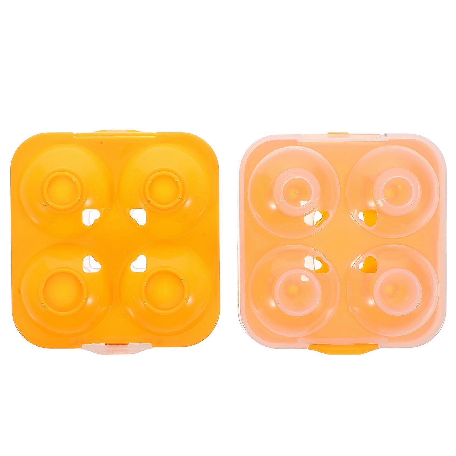 Egg Storage Containers 4 Grid Plastic Egg Holder Ideal For Outdoor Picnic Rectangular Design 2Pcs