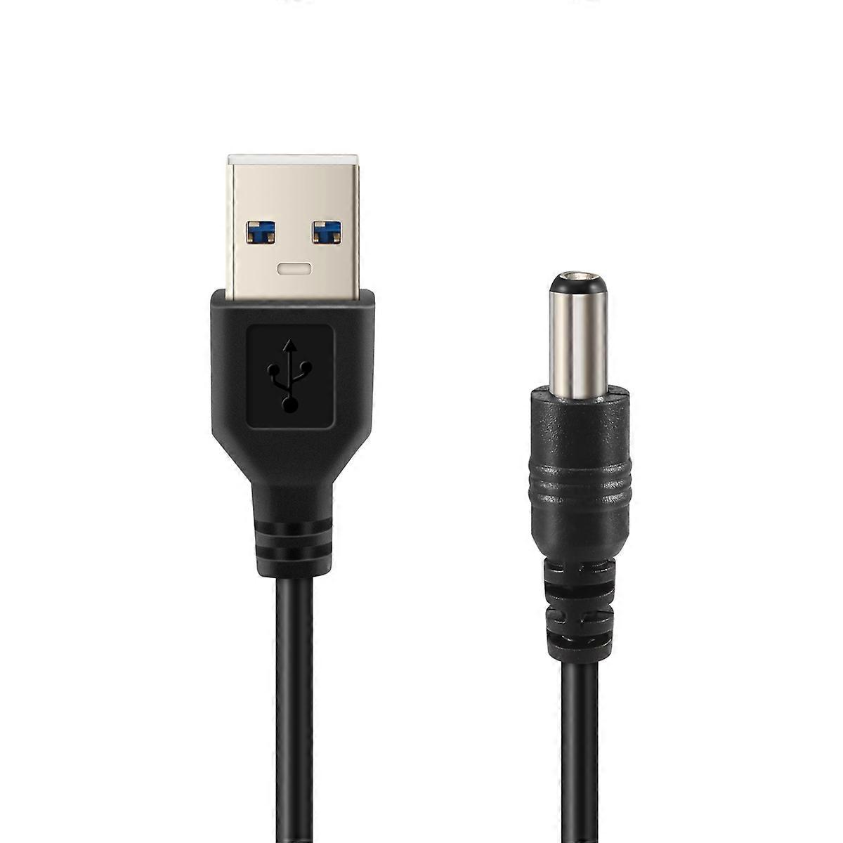 USB Cable 5.5mm / 2.1mm 5V DC Barrel Jack Power Cable (Black, 102CM)
