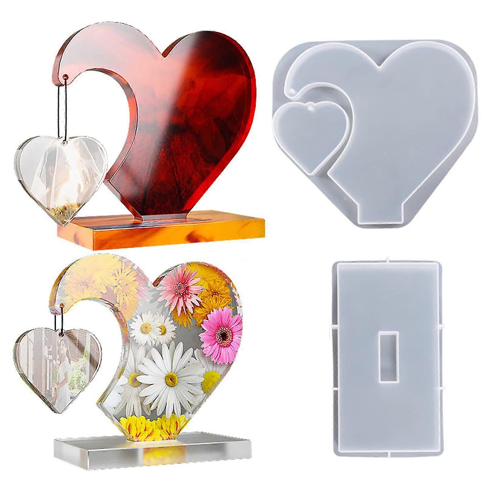 Heart Shaped Silicone Molds Set for Displaying Keepsakes, Easy Release and Cleanup - Large Photo Frame Molds - Silicone Molds for Frames, Candles, So