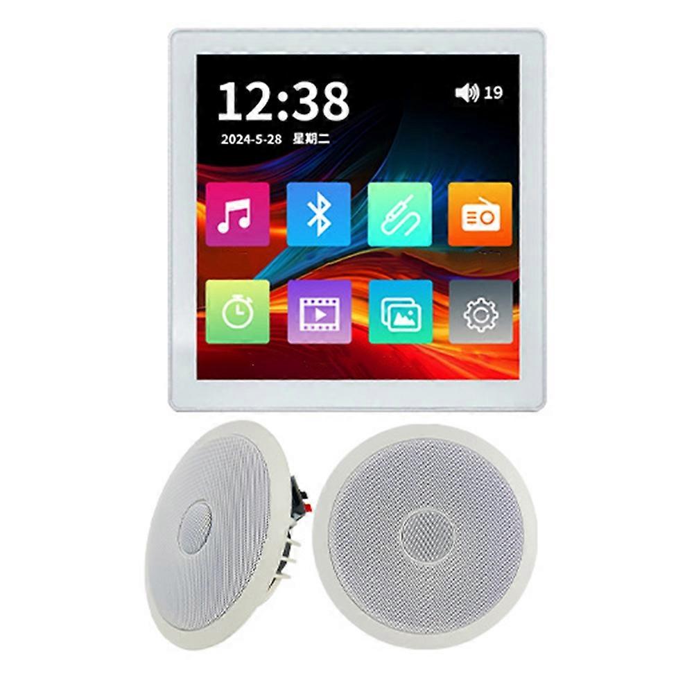 Bluetooth Wall Amplifier Touch Screen Audio Control Panel with TF FM Radio Integrated Stereo Ceiling Speaker System