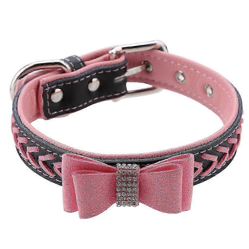 unbrand noeud papillon strass clouté chien collier doux PU animaux de compagnie colliers