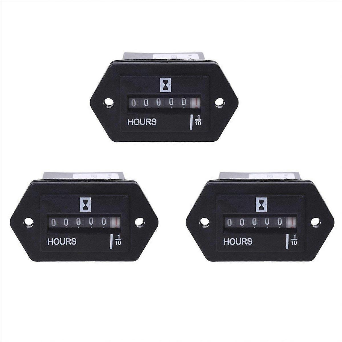 3X AC100-250V Generator Sealed Hour Meter Counter for Generator Boats Automobiles ATV UTV Go Carts
