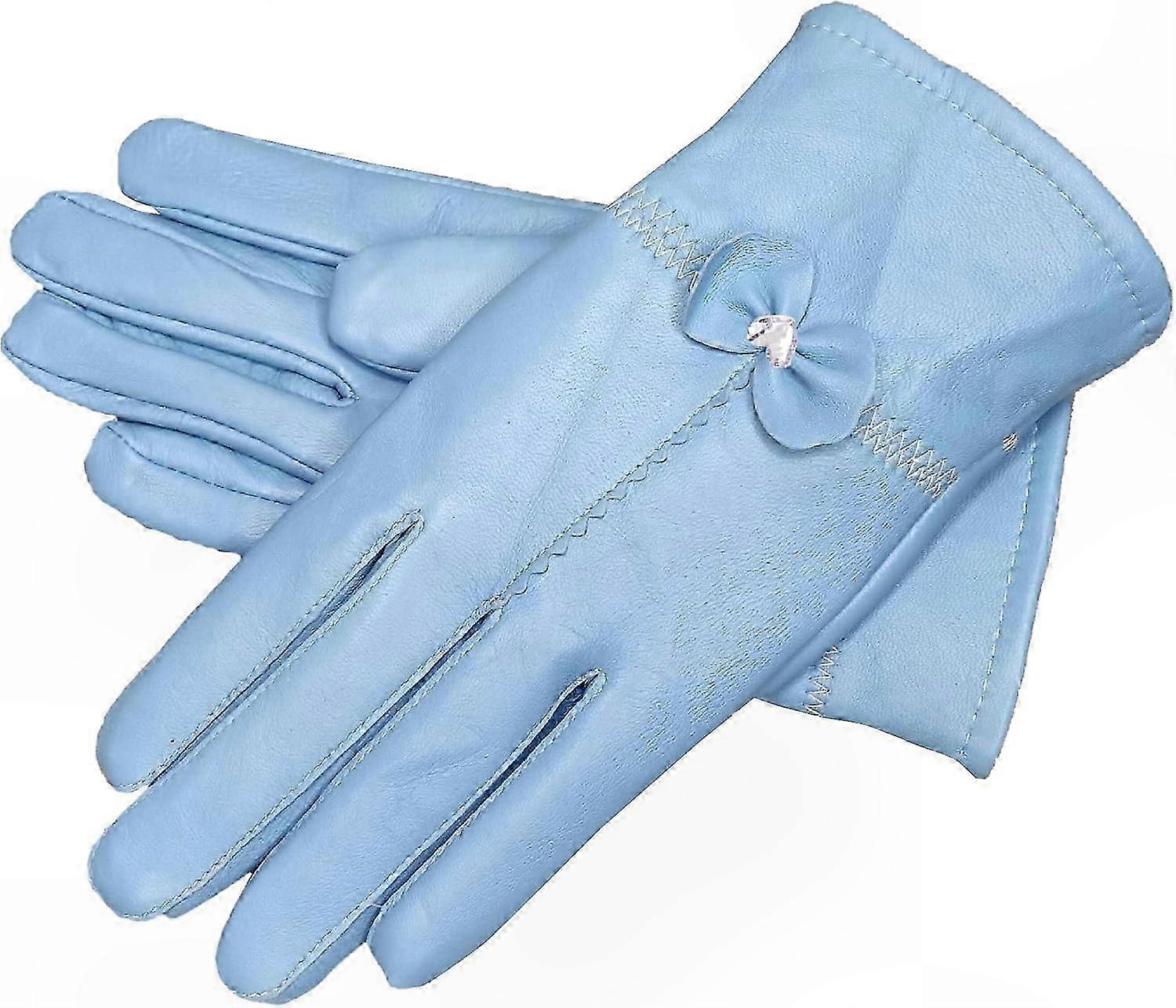 Women's Winter Warm Lambskin Lined Leather Driving Gloves
