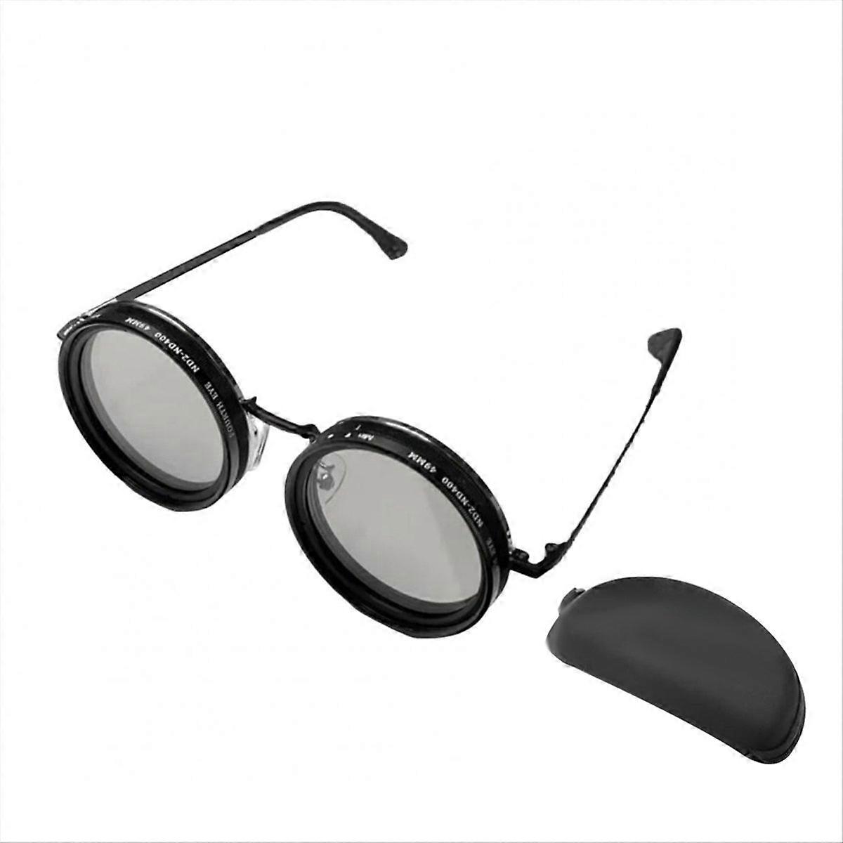 Adjustable Sunglasses 1-9 Gears Rounded Polarized Glasses with ND Filter Lenses Retro Glasses Unisex