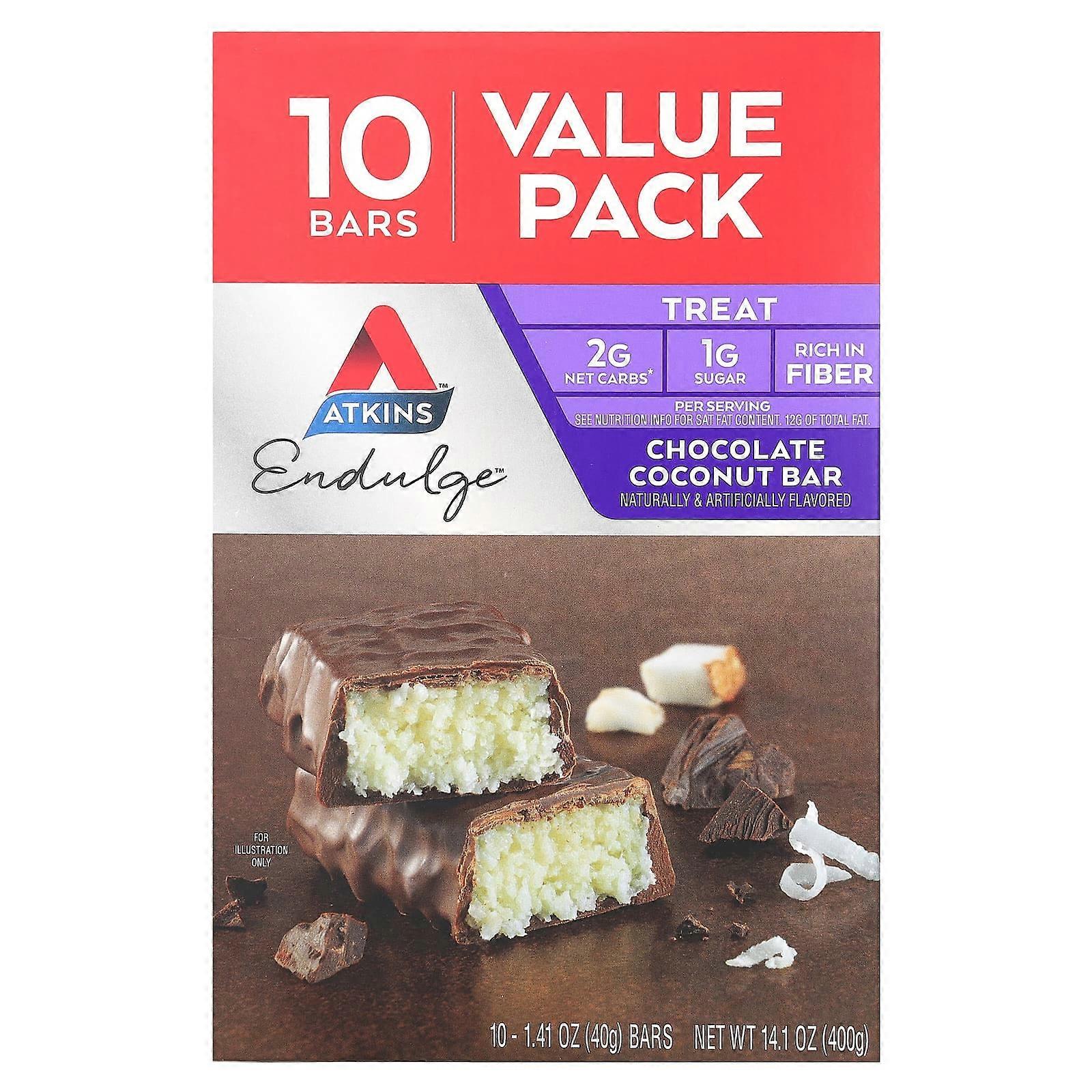 Endulge, Chocolate Coconut Bar, 10 Bars, 1.41 oz (40 g) Each
