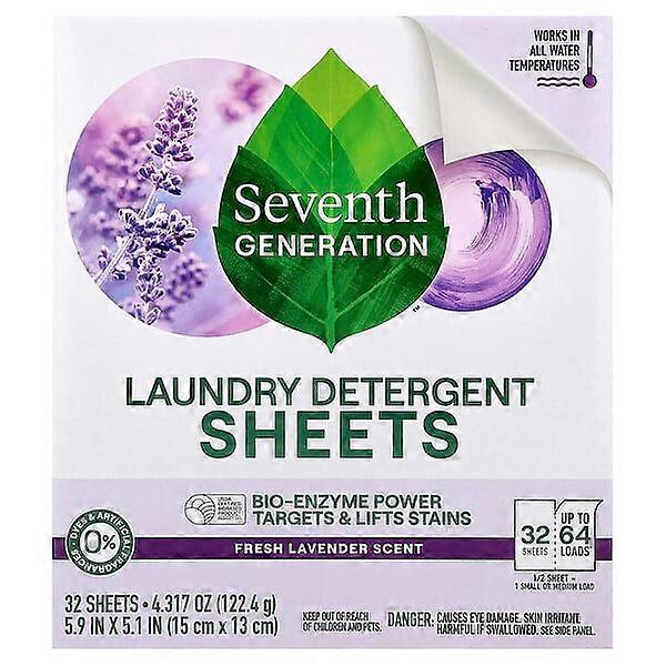 Seventh Generation, Laundry Detergent Sheets, Fresh Lavender, 32 Sheets, 4.317 oz (122.4 g)