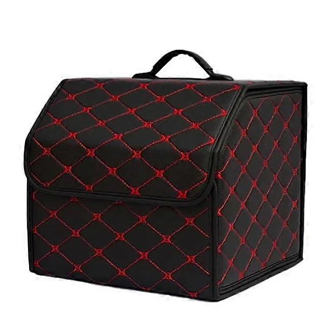 Car Boot Organiser Storage Collapsible Trunk Organiser Multi Compartment Black Red