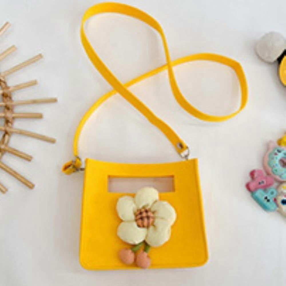 Lovely Contrasting Color Flower Canvas Bag, Niche Design Fresh And Sweet Hand-held Diagonal Bag